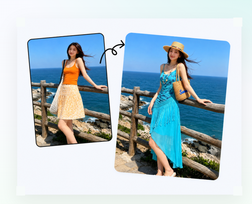 Try on clothes online by combining a selfie with a clothing reference