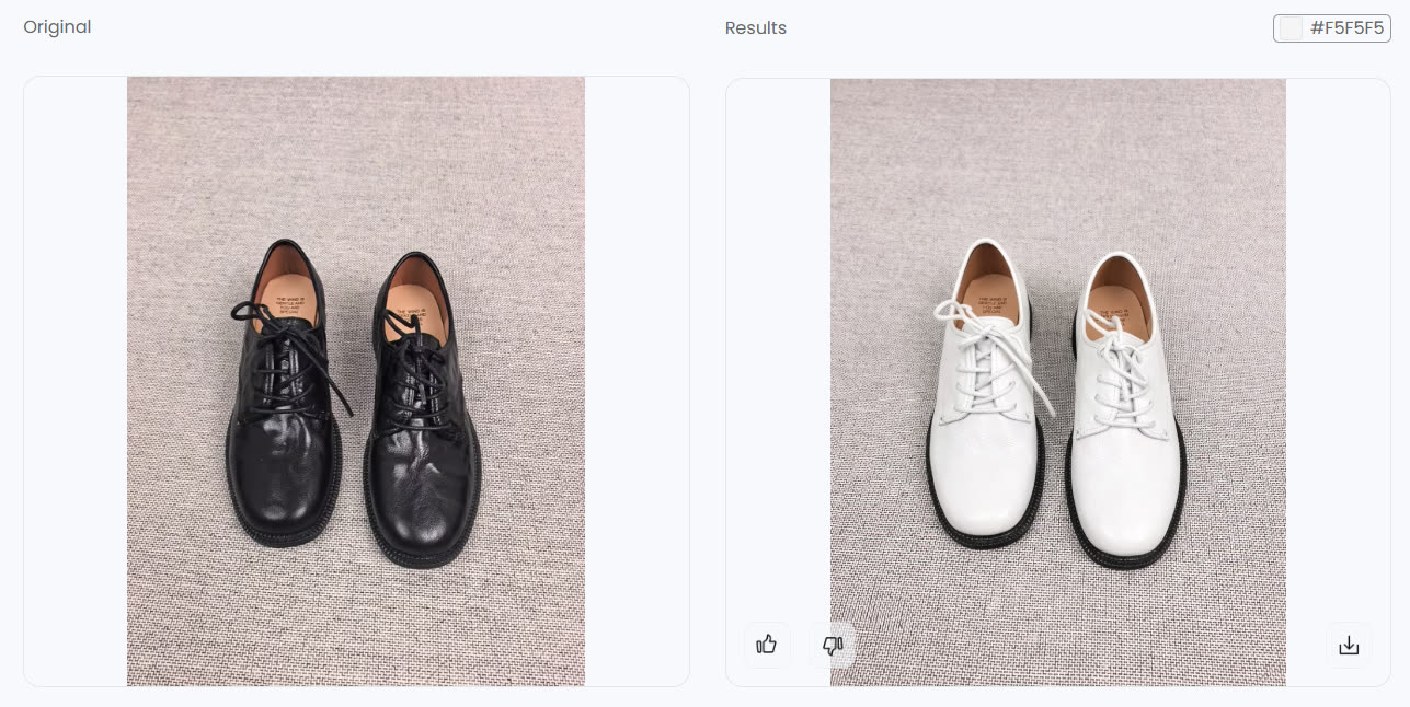 Black leather shoes recolored white with laces preserved