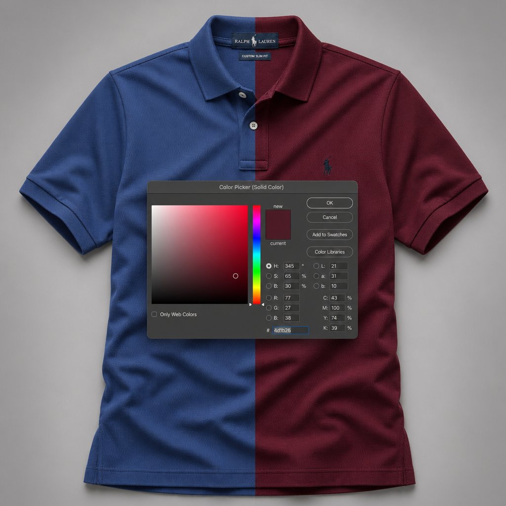 solid color fill layers with color blend mode match exact hex values while preserving fabric texture
