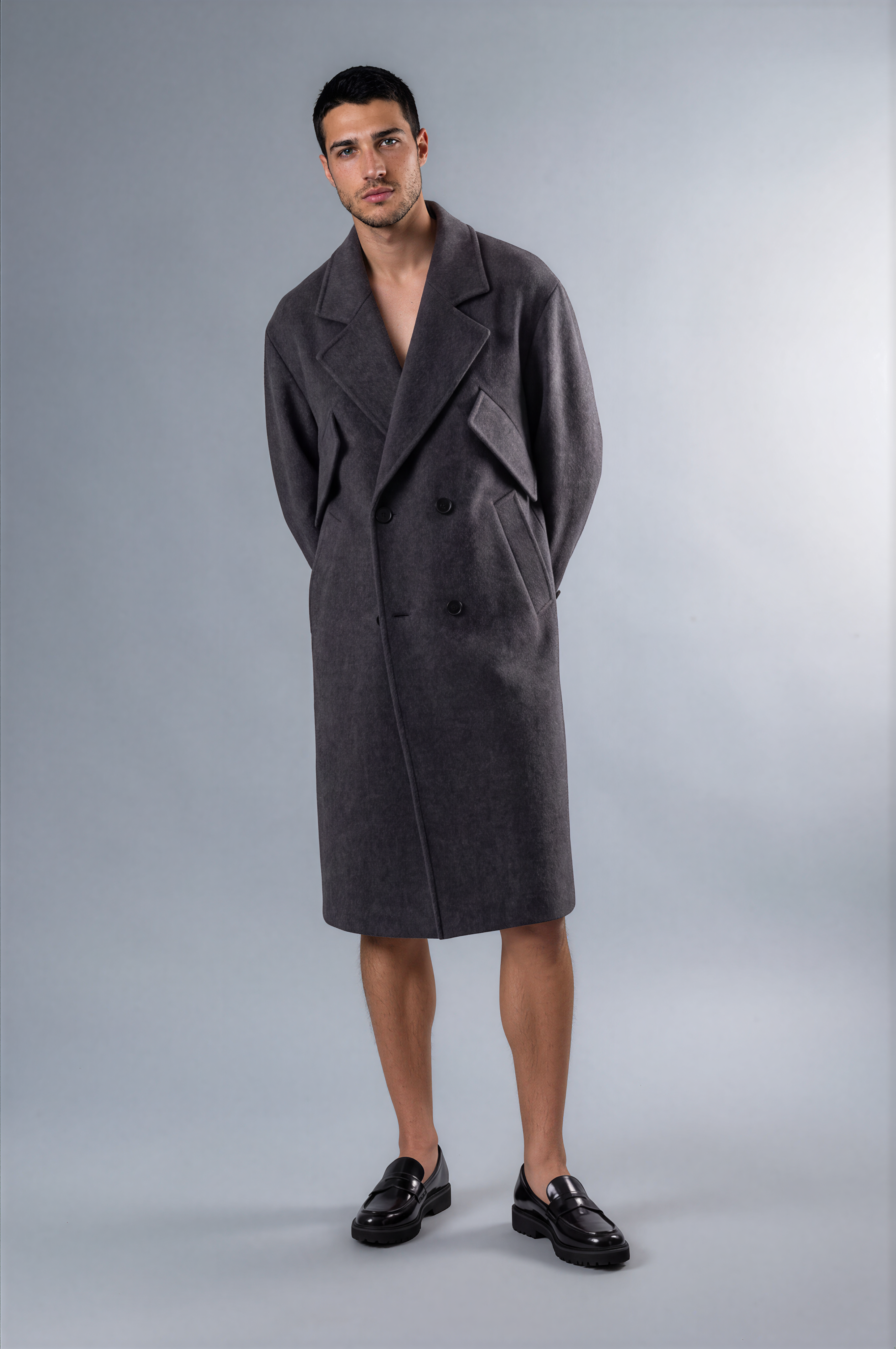 Botika result for the men's gray long coat