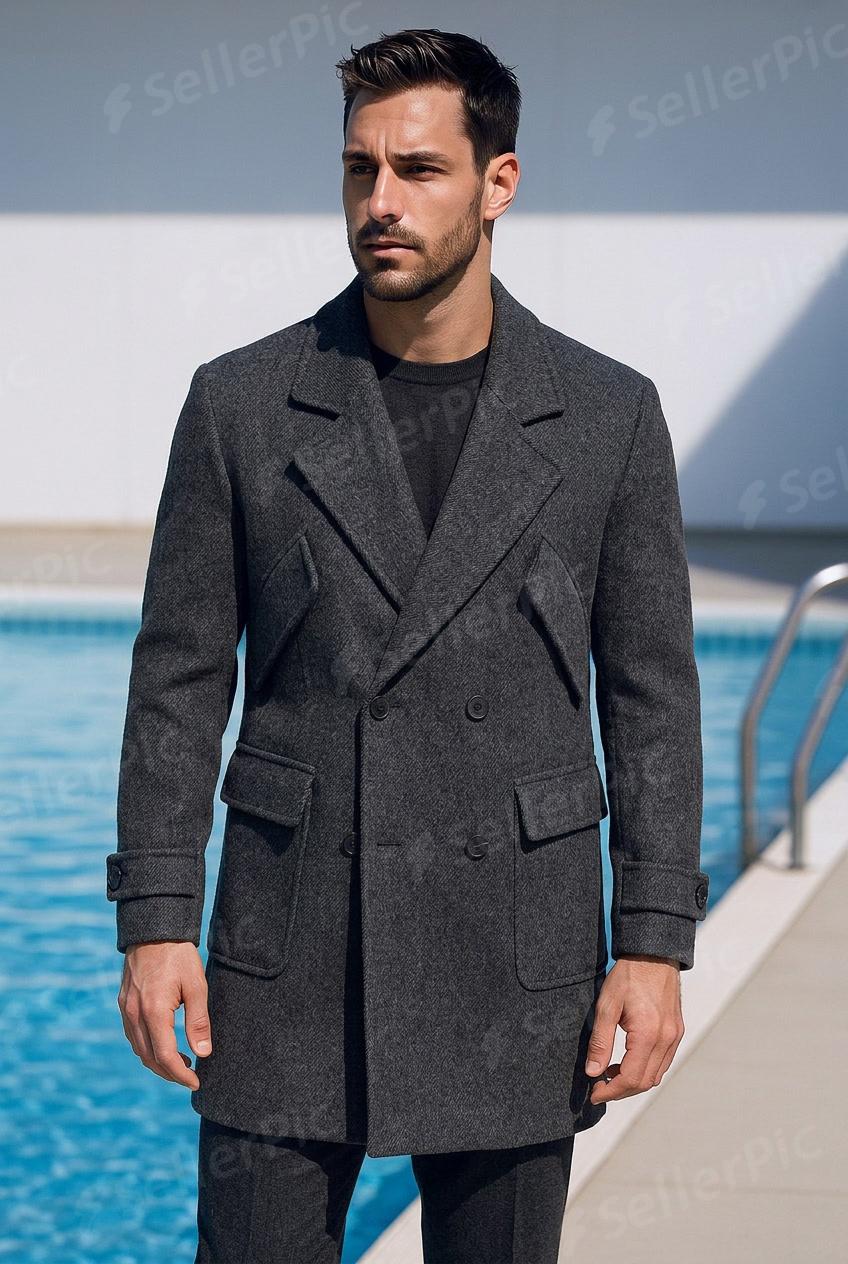 Selected SellerPic result for the men's gray long coat