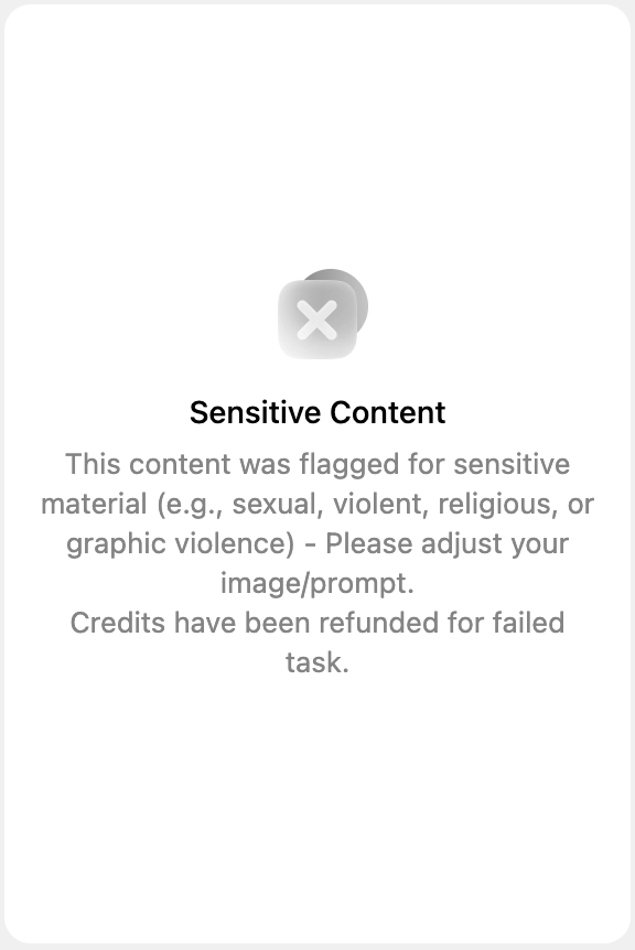 SellerPic Sensitive Content message for the lingerie test