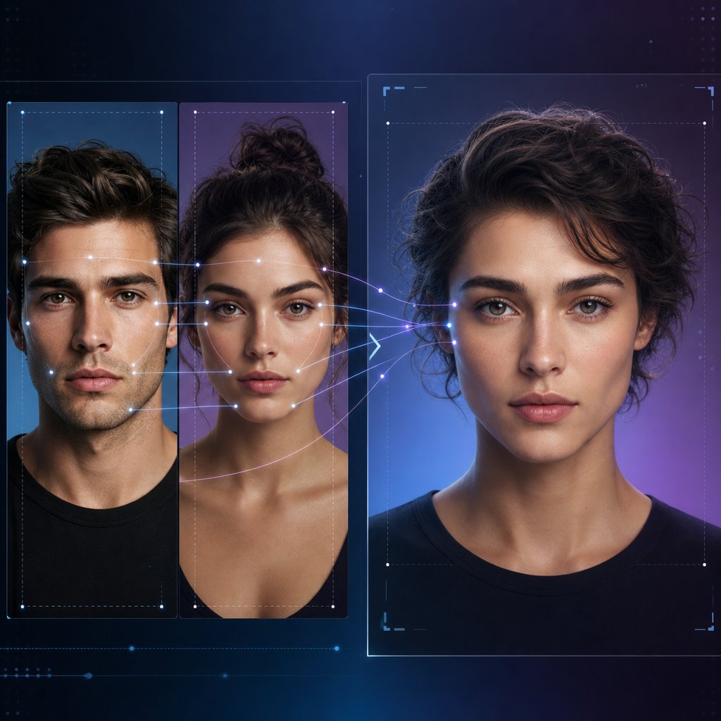 face swap transformation showing how ai aligns facial landmarks for seamless photo composites