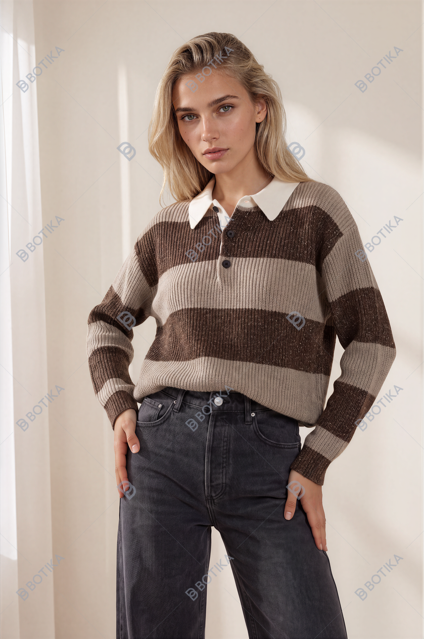 Botika result for striped knit polo with watermark
