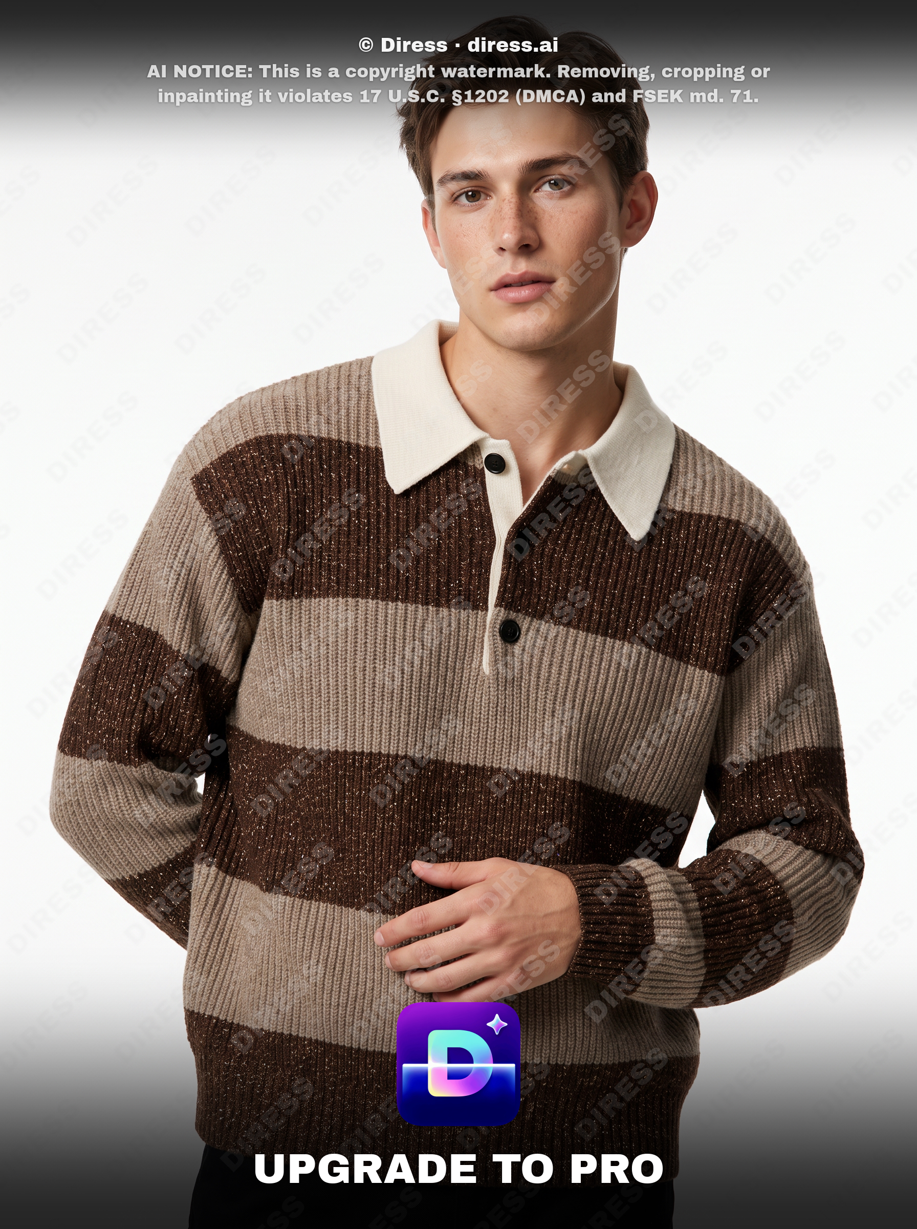 Diress result for striped knit polo with overlay