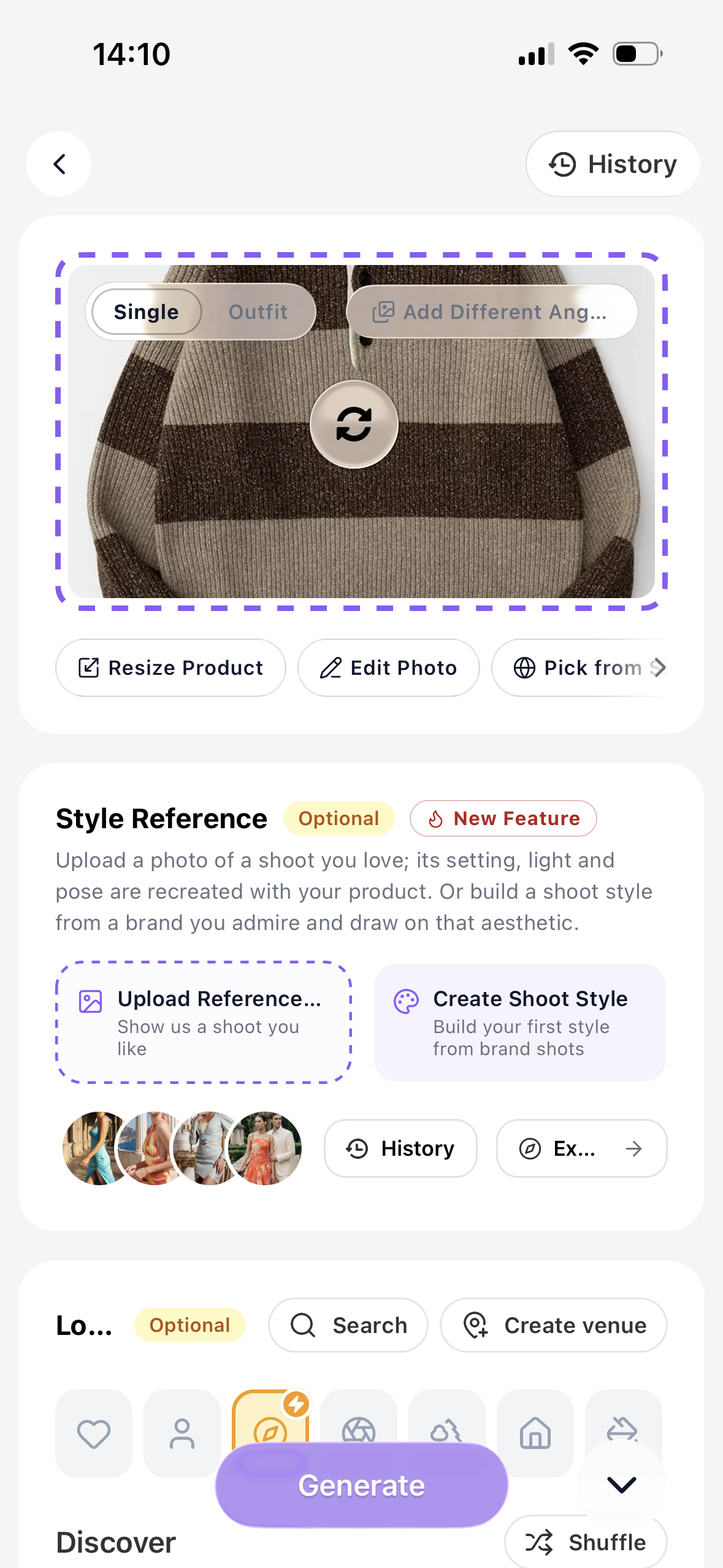 Diress garment and style reference screen