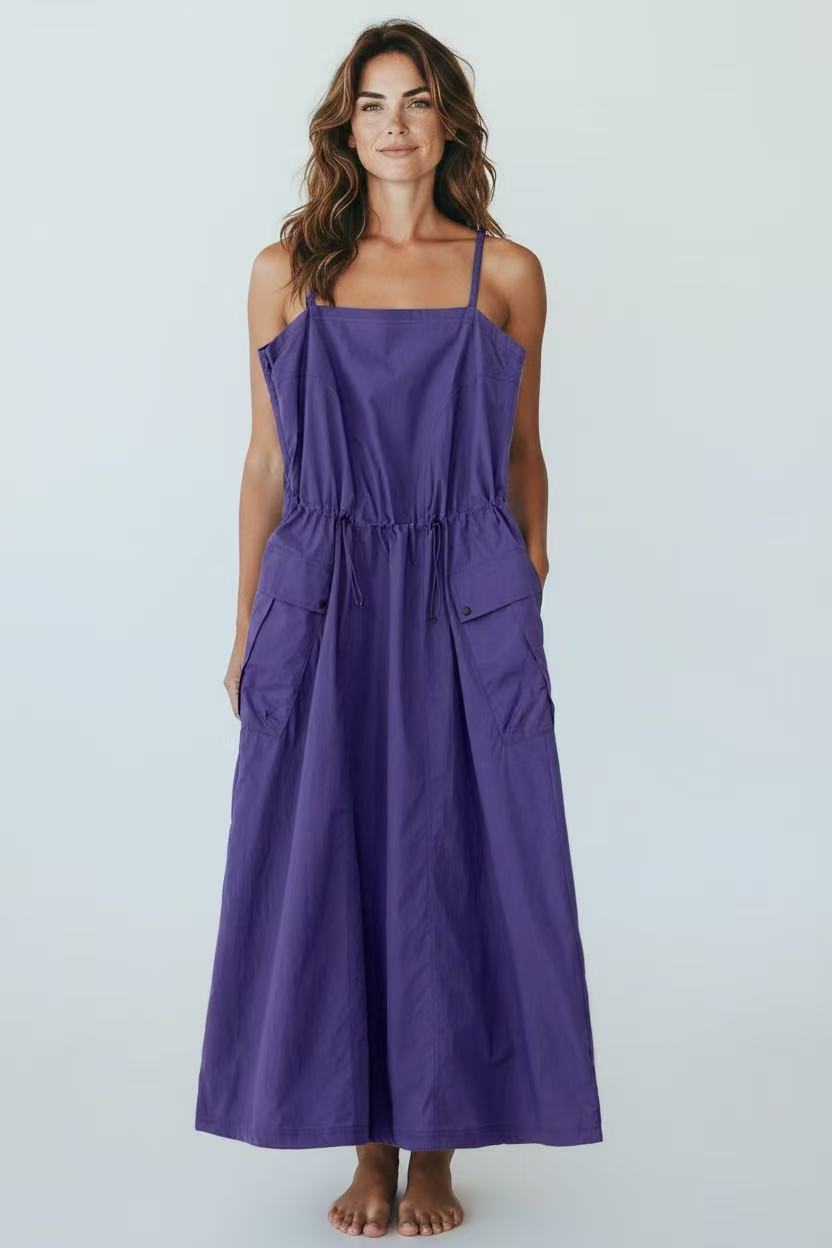 Photoroom result for purple spaghetti-strap dress