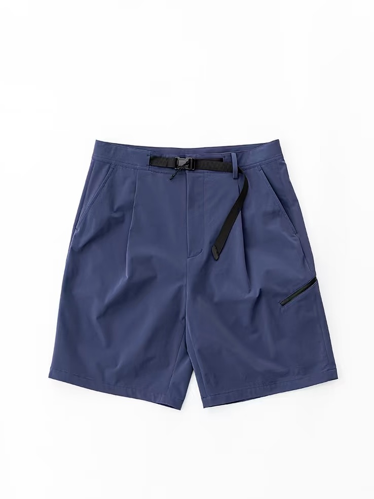 Blue belted shorts source product photo