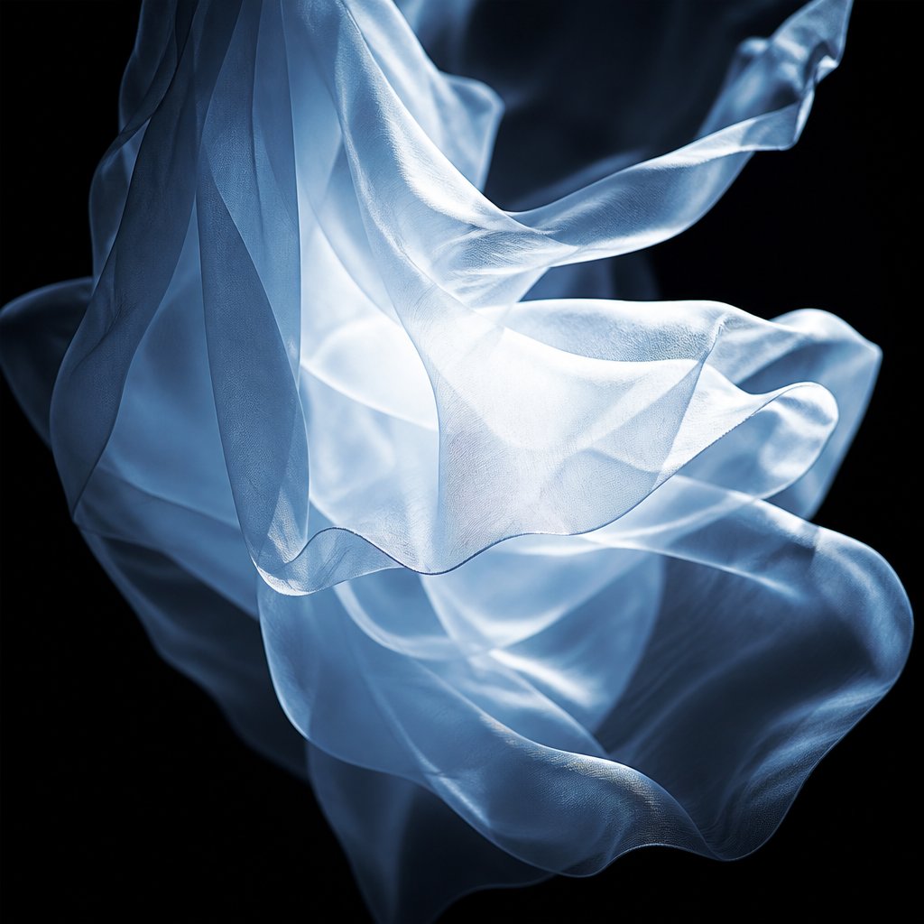Backlit sheer chiffon fabric revealing translucency and drape through controlled lighting techniques