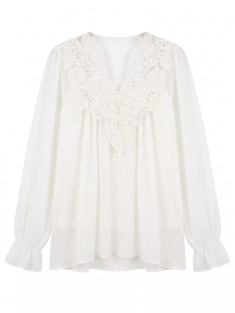 White lace blouse after AI flat lay generation on white background