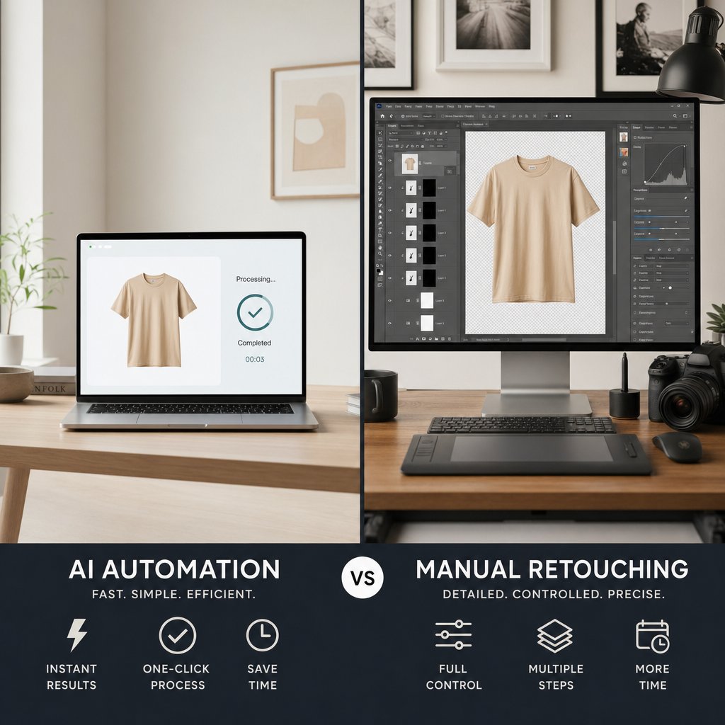 ai ghost mannequin processing delivers results in seconds compared to hours of traditional manual editing