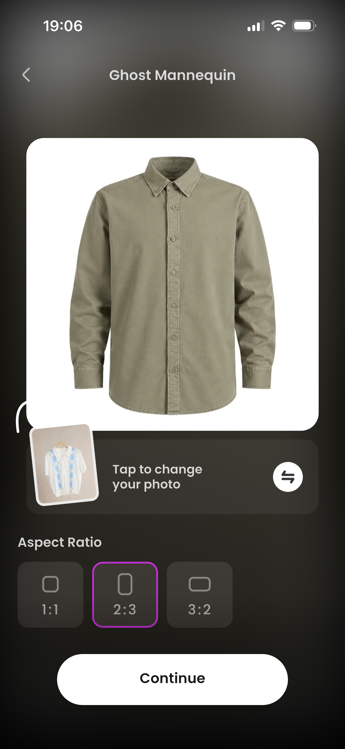 Arvin Ghost Mannequin setup with an uploaded knit polo