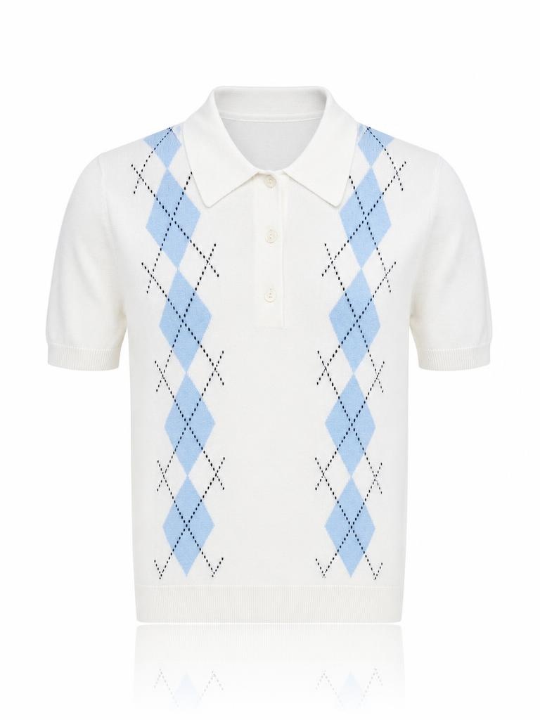Diress ghost-mannequin-style result for the argyle knit polo