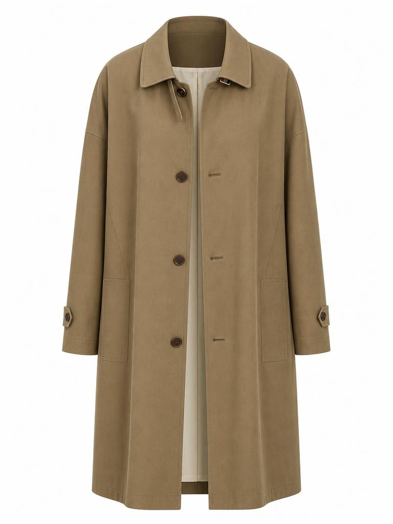 Diress ghost-mannequin-style result for the khaki trench coat