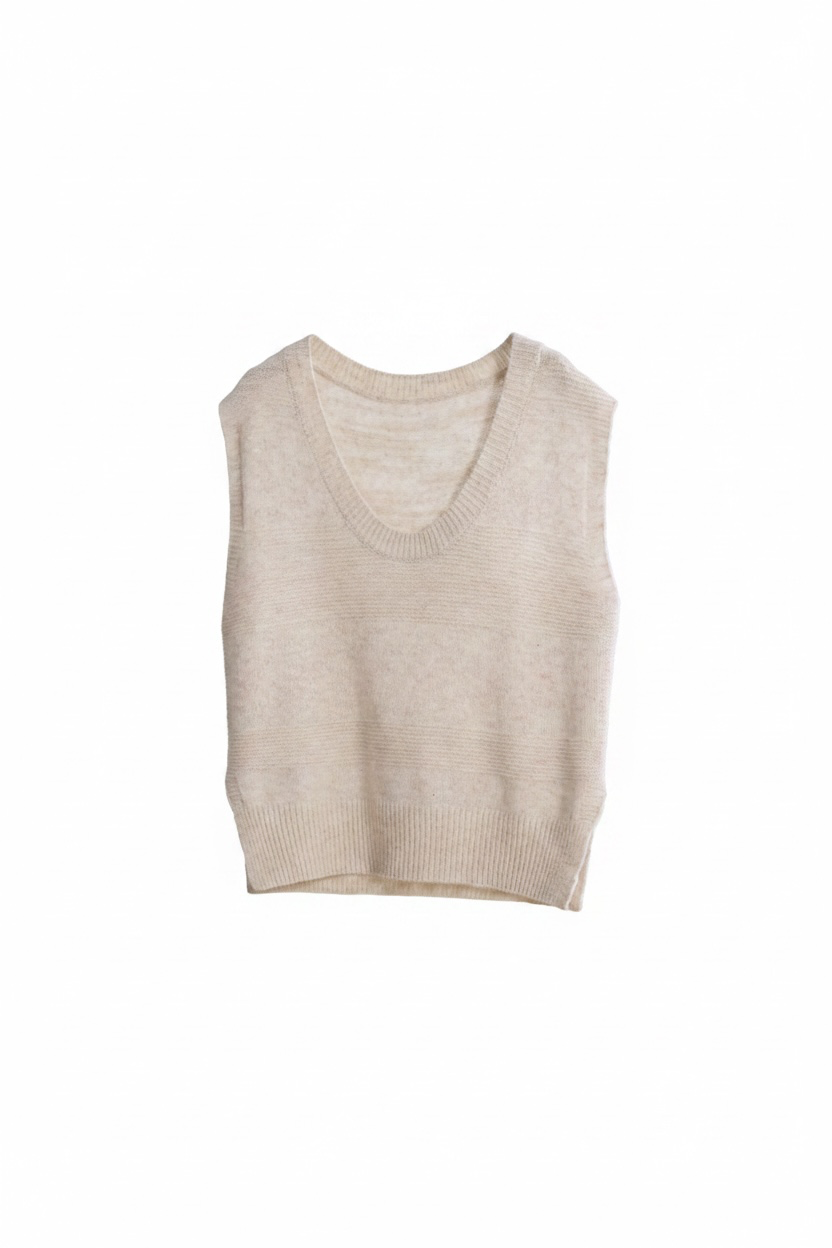 Photoroom ghost mannequin result for the beige knit vest
