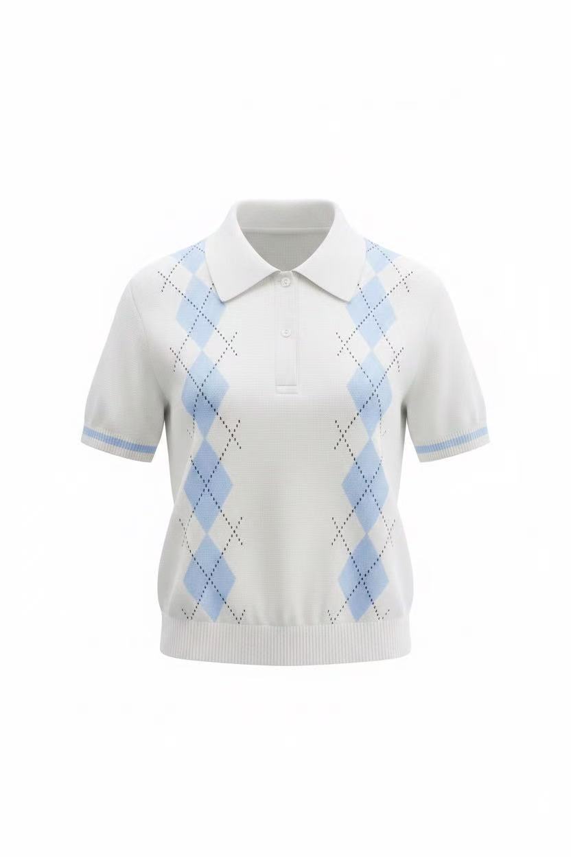Pixelcut ghost mannequin result for the argyle knit polo