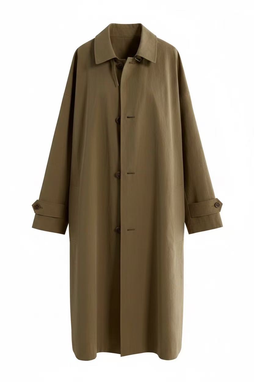 Pixelcut ghost mannequin result for the khaki trench coat