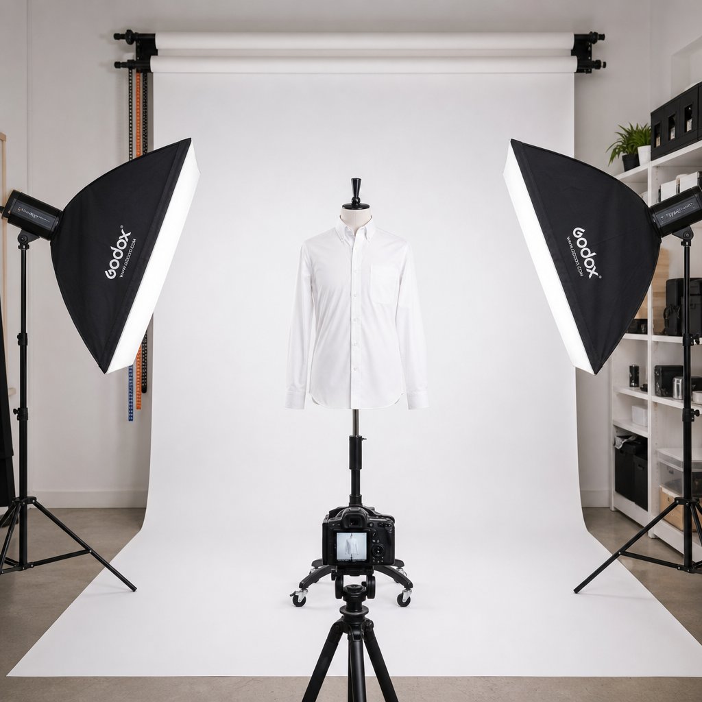 proper studio setup with even lighting and a clean white background ensures the best ai ghost mannequin results