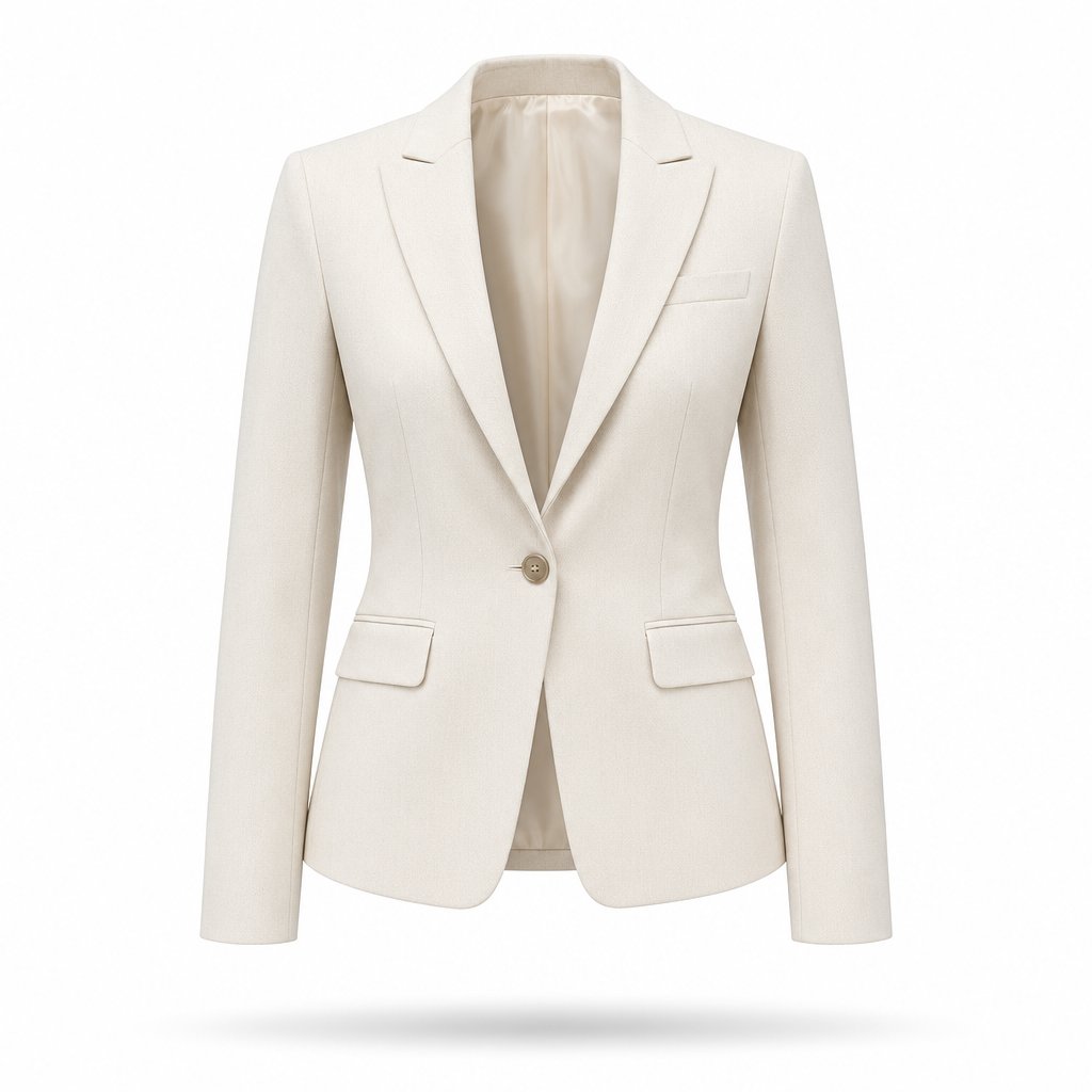 a ghost mannequin image showing a blazer holding its 3d shape as if worn by an invisible person