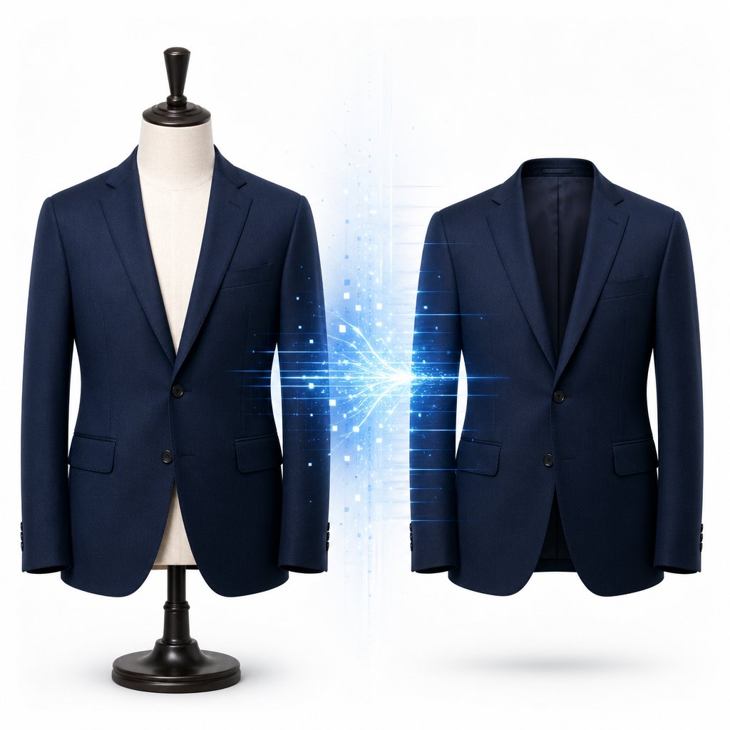 ai ghost mannequin processing transforming a mannequin shot into a clean hollow man image