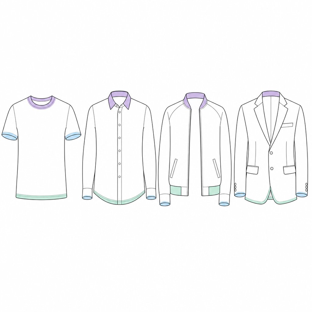 different garment types require different joint combinations from simple neck joints to complex multi joint composites