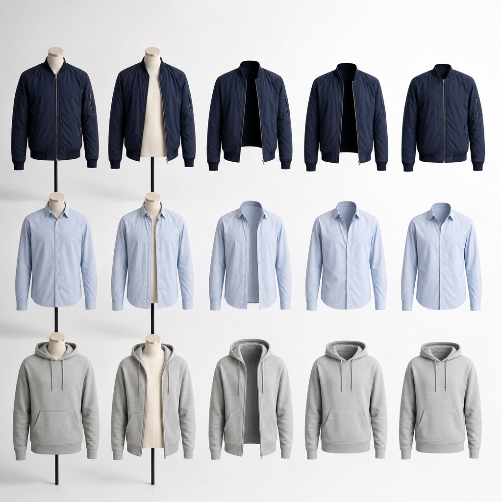 High-volume ghost mannequin production workflow moving garments from raw shots to finished images