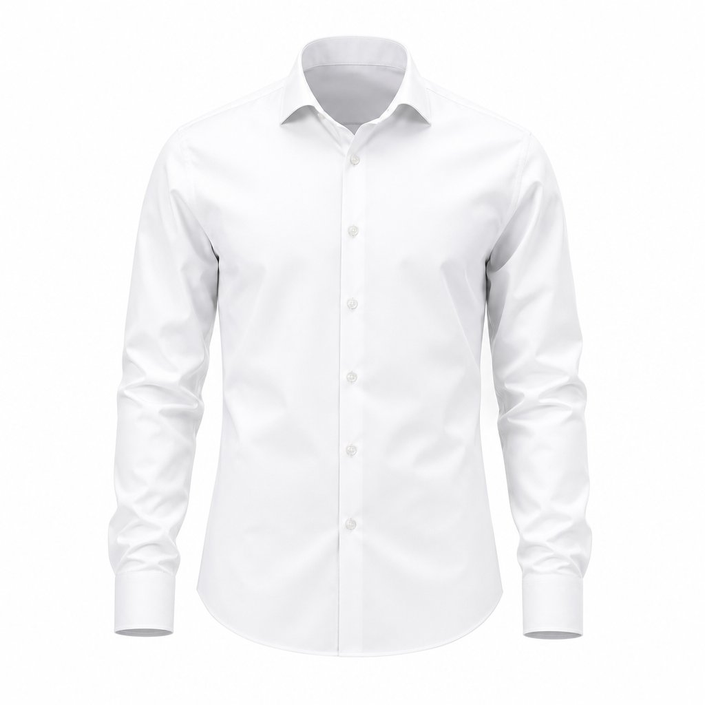 Ghost mannequin effect — dress shirt with a hollow three-dimensional shape on clean white