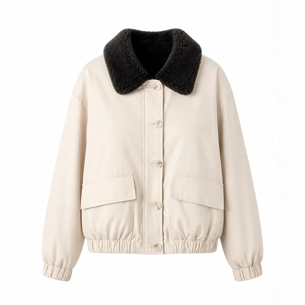 Generated ghost mannequin view of the cream jacket