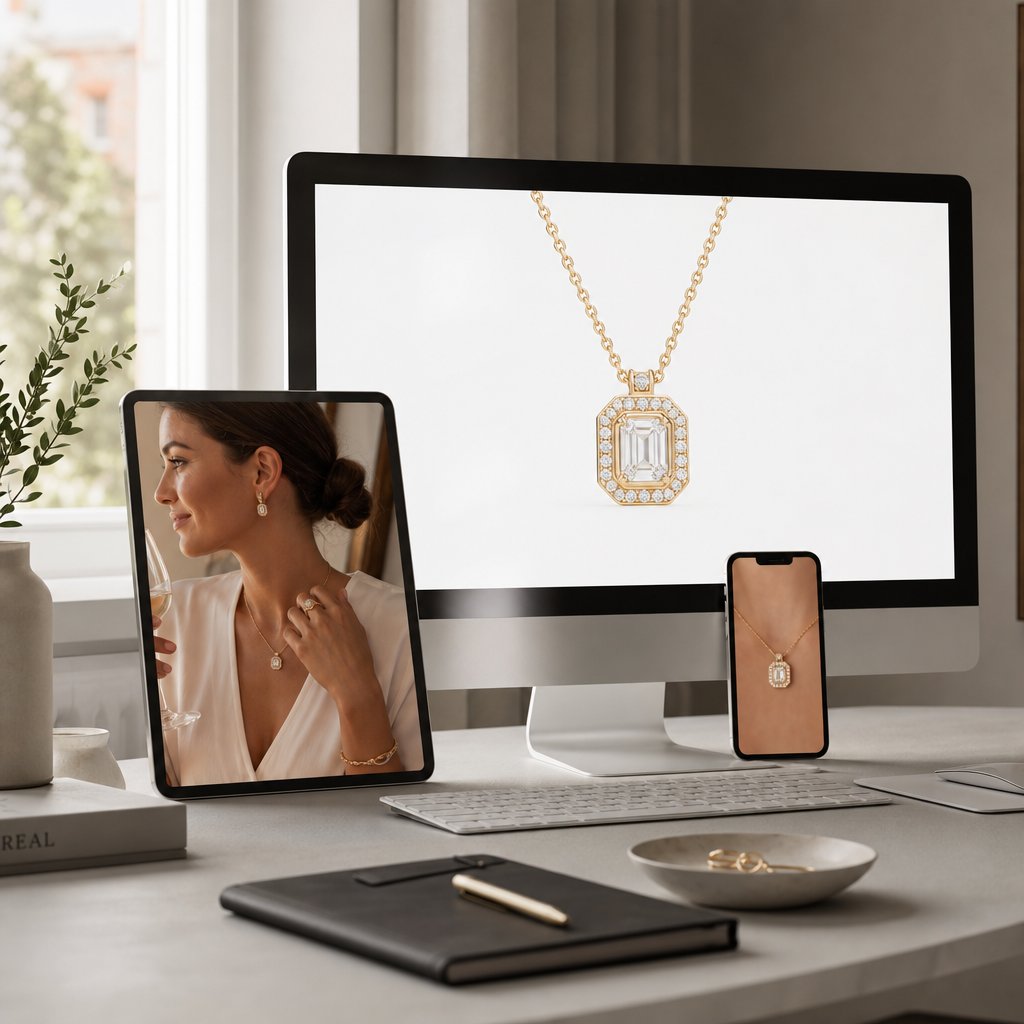 jewelry images require platform specific formatting for amazon etsy shopify and editorial use to maximize visual impact across every channel