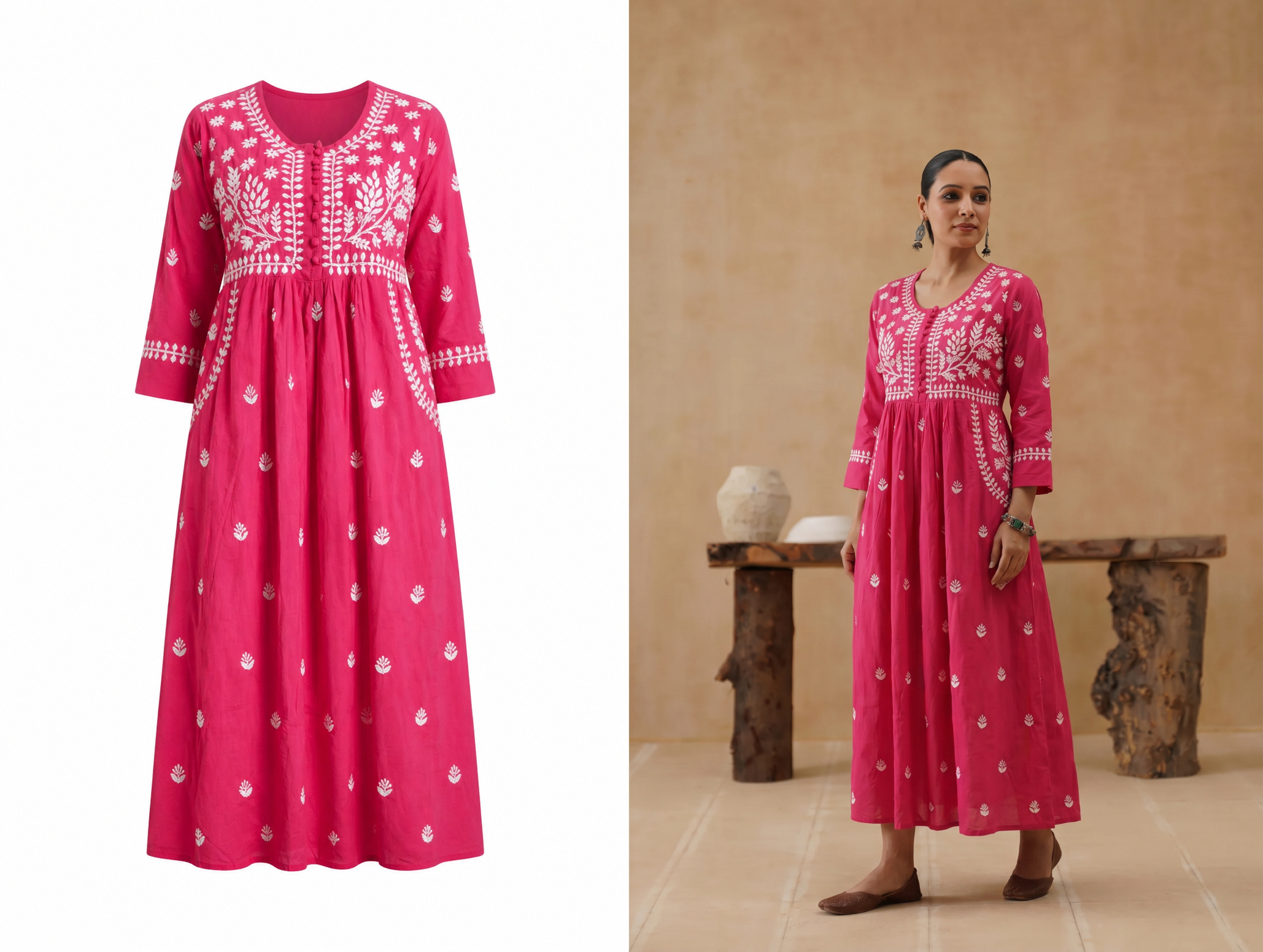 Pink kurti product and model catalog grid