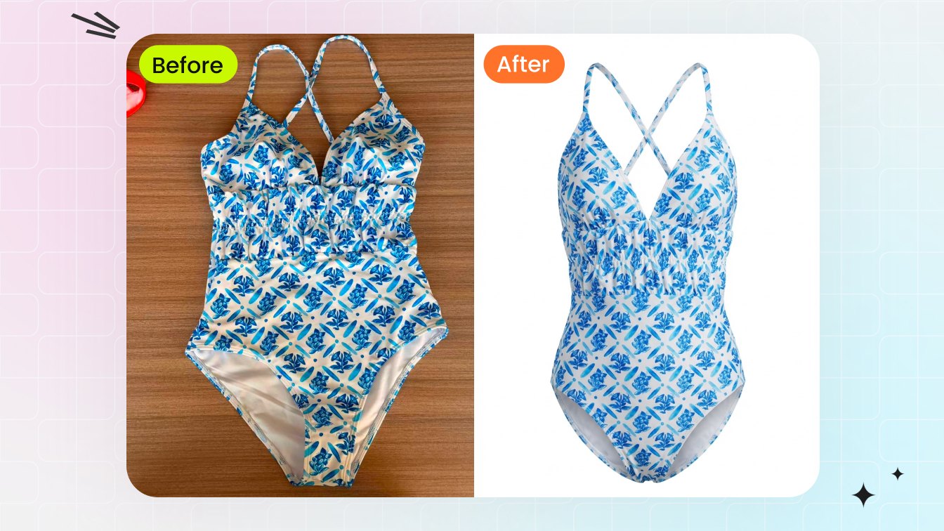 Ghost mannequin swimsuit image for Amazon-style main image review