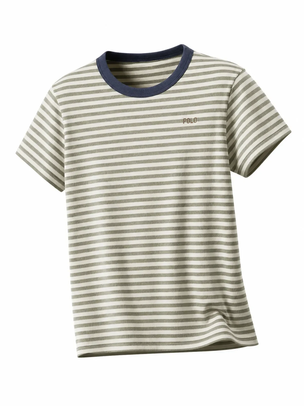 Fashion Diffusion result that changed the KOUMI logo to POLO and altered stripe color