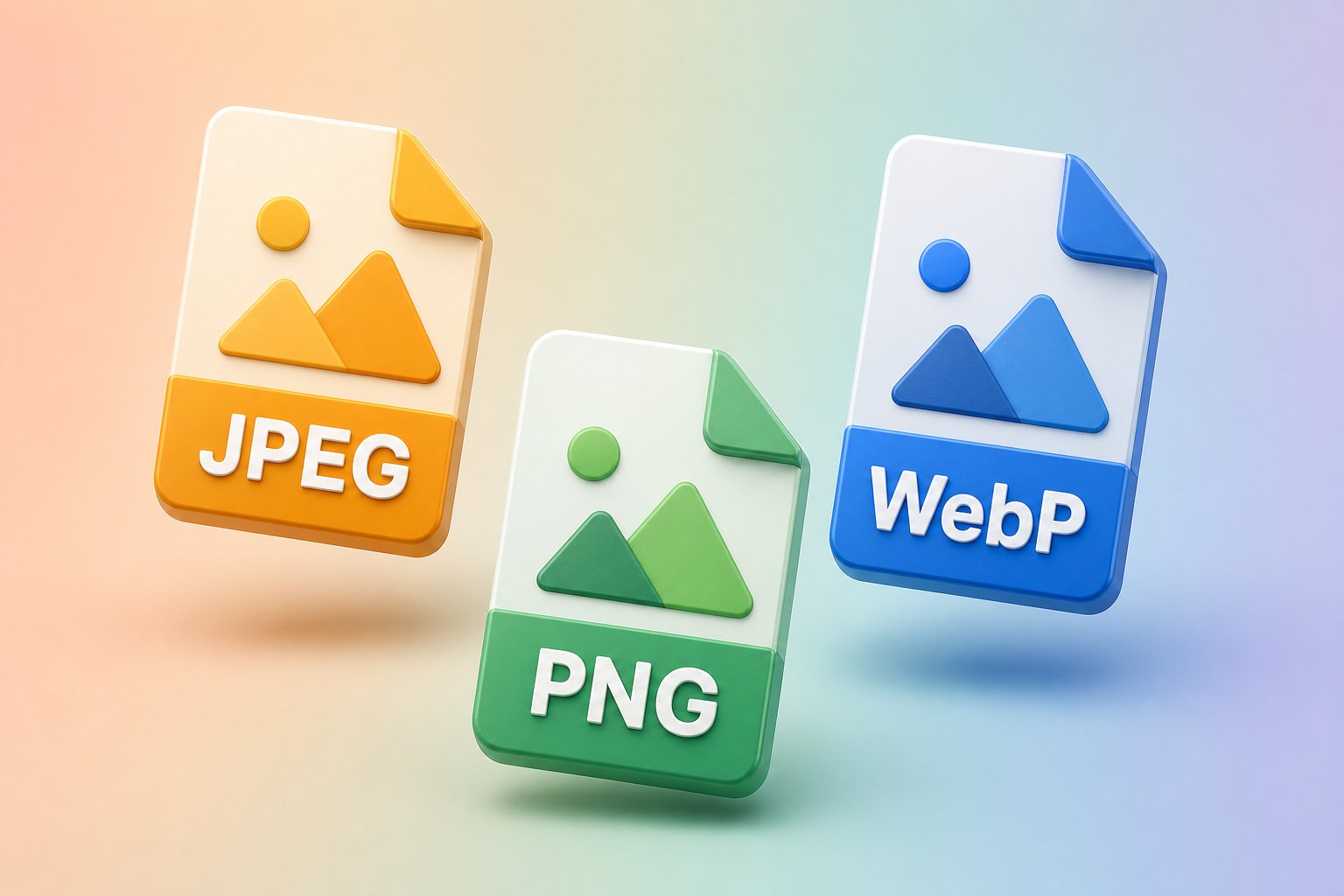 JPEG, PNG, and WebP image format icons