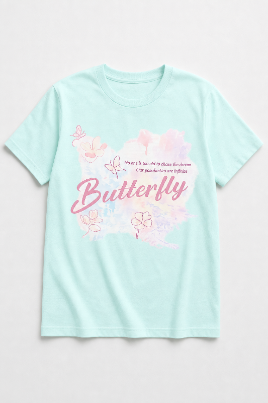 Pale-mint T-shirt mockup made during the Kittl test
