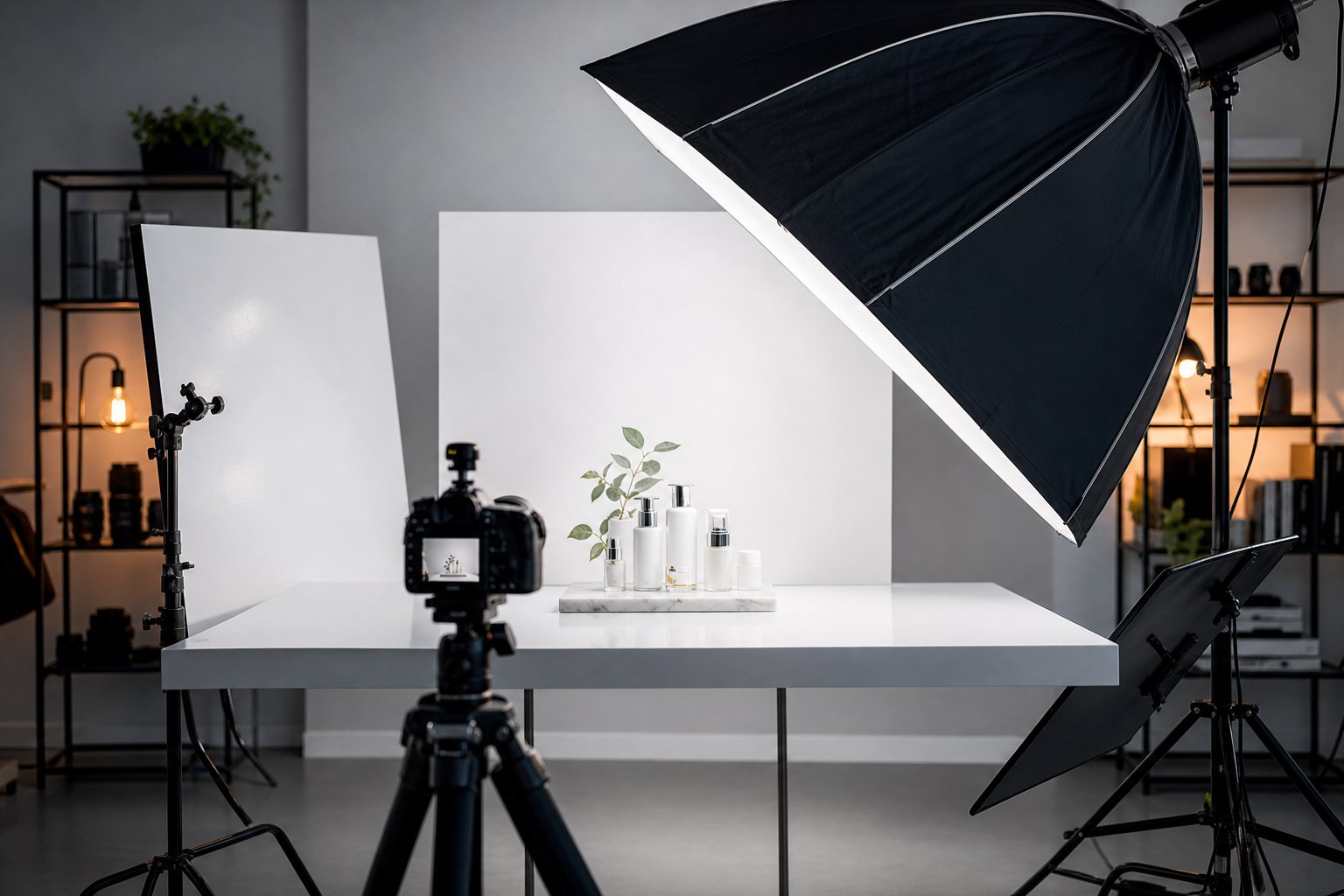 ecommerce product photography studio setup with controlled lighting