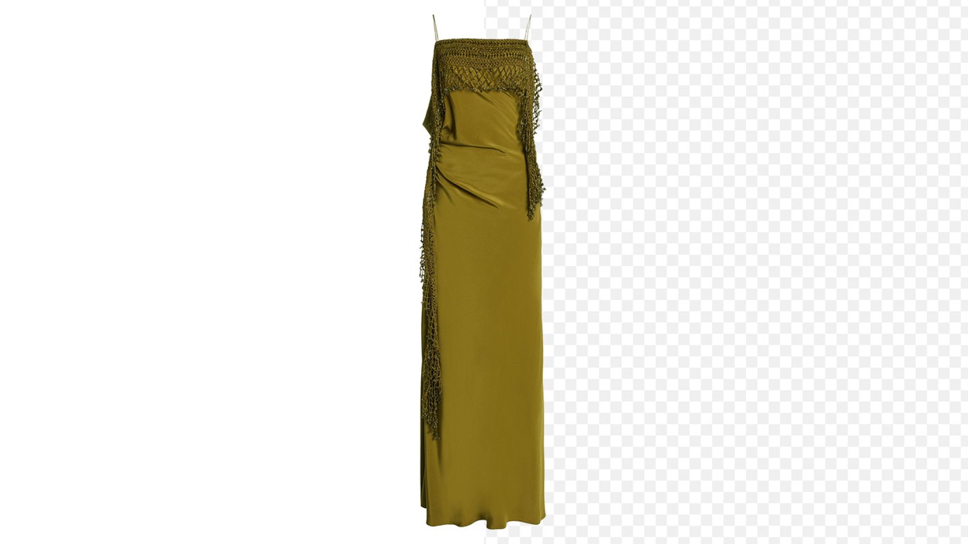 full-resolution export keeps the crochet fringe detail of a silk dress — the kind of edge a 0.25 MP preview destroys