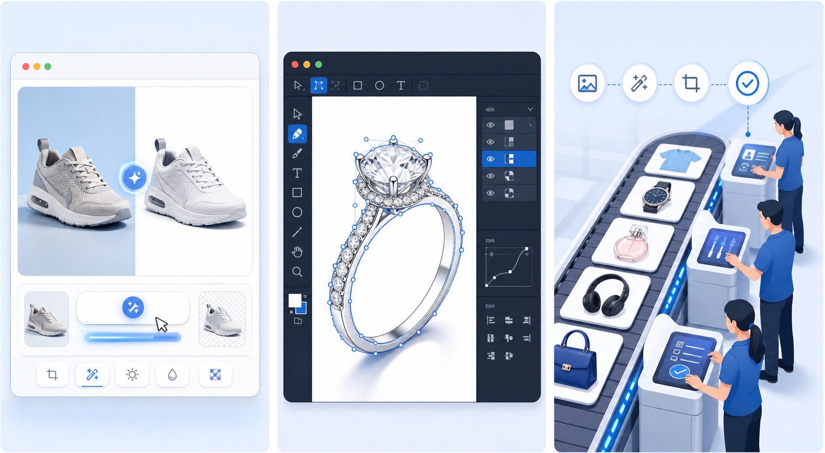 Three approaches to background removal — AI tools for speed, professional software for precision, outsourced services for volume