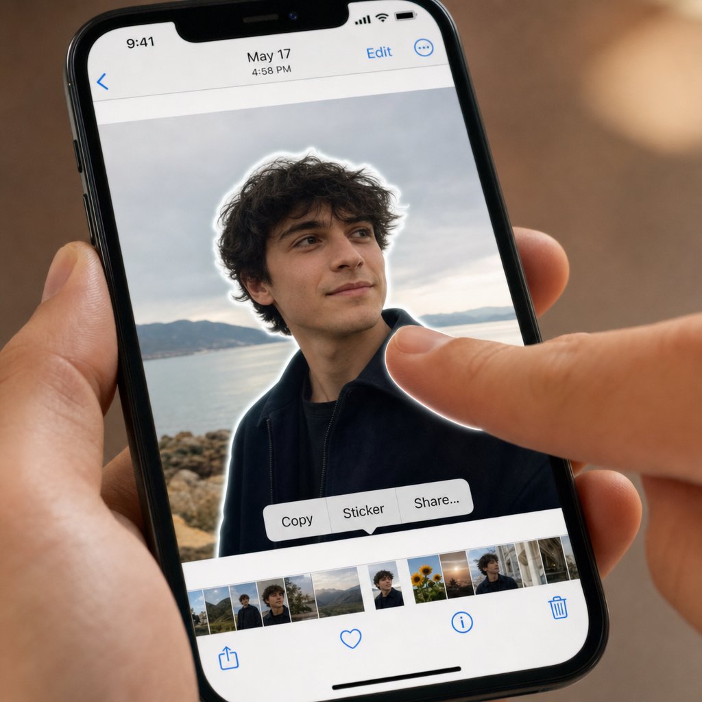 using ios subject isolation to lift a face from a photo with the tap and hold cutout feature