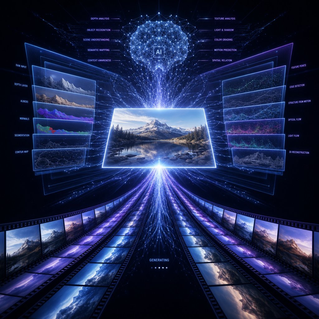 ai tools analyze depth and content in a still image to generate realistic frame by frame motion