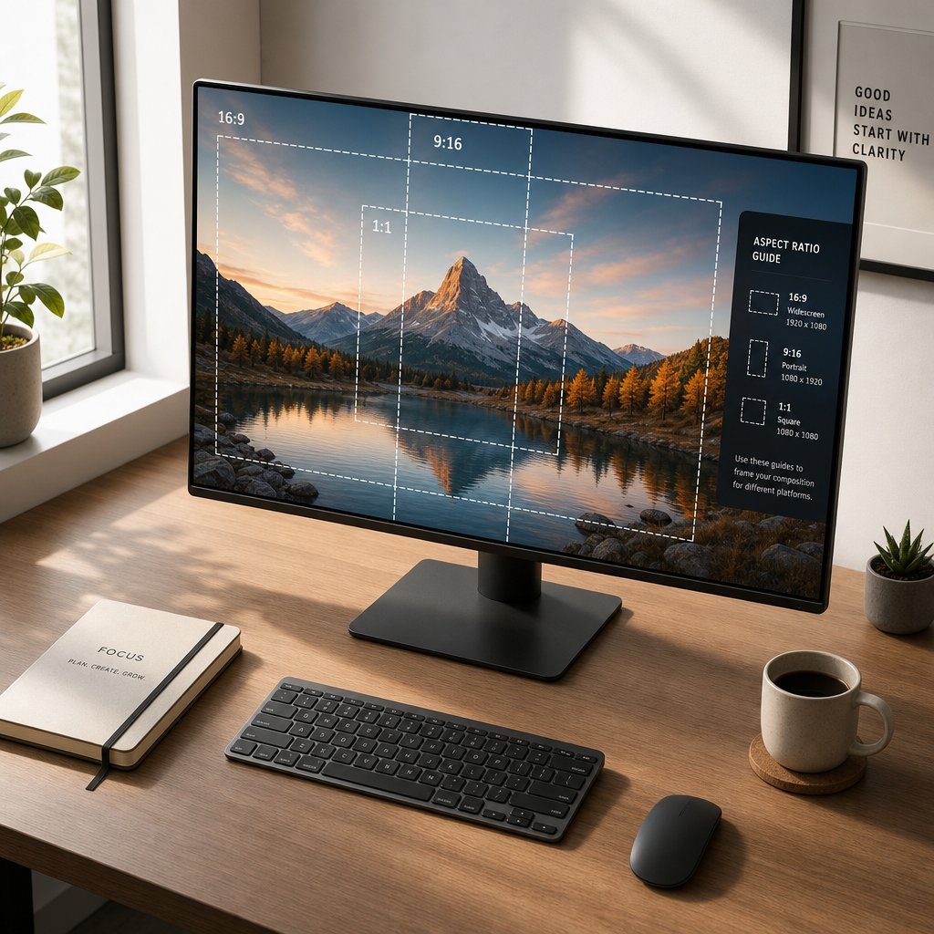 preparing a source image with proper resolution and aspect ratio guides for video conversion