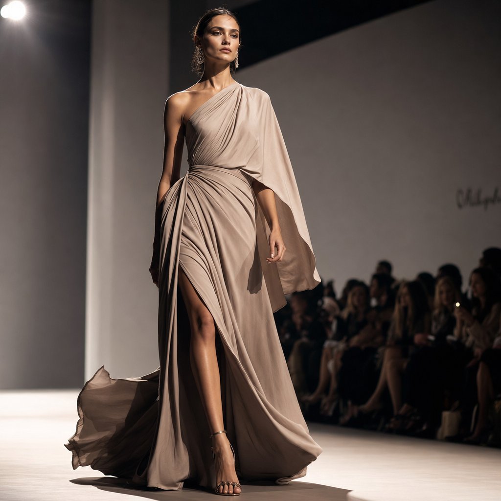 a fashion model commands the runway embodying the role of visual communicator for designers and brands