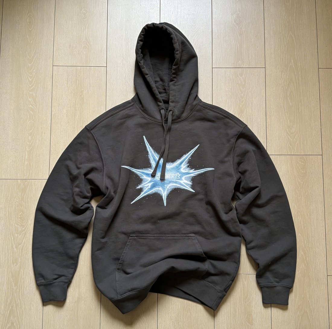Hoodie flat lay photo before ghost mannequin conversion