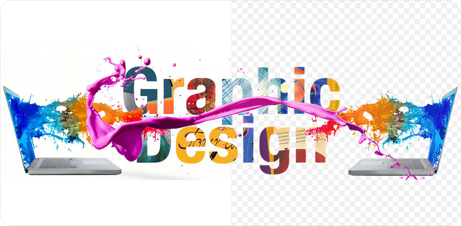A graphic cut out to a transparent PNG after background removal