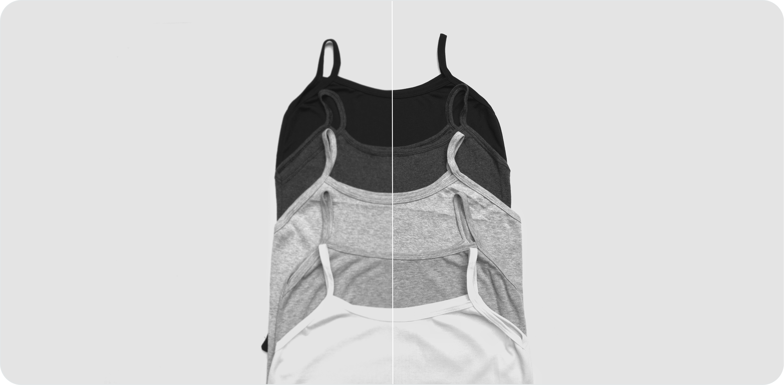A blurry garment photo shown before and after AI upscaling — fabric weave and stitching come back into focus
