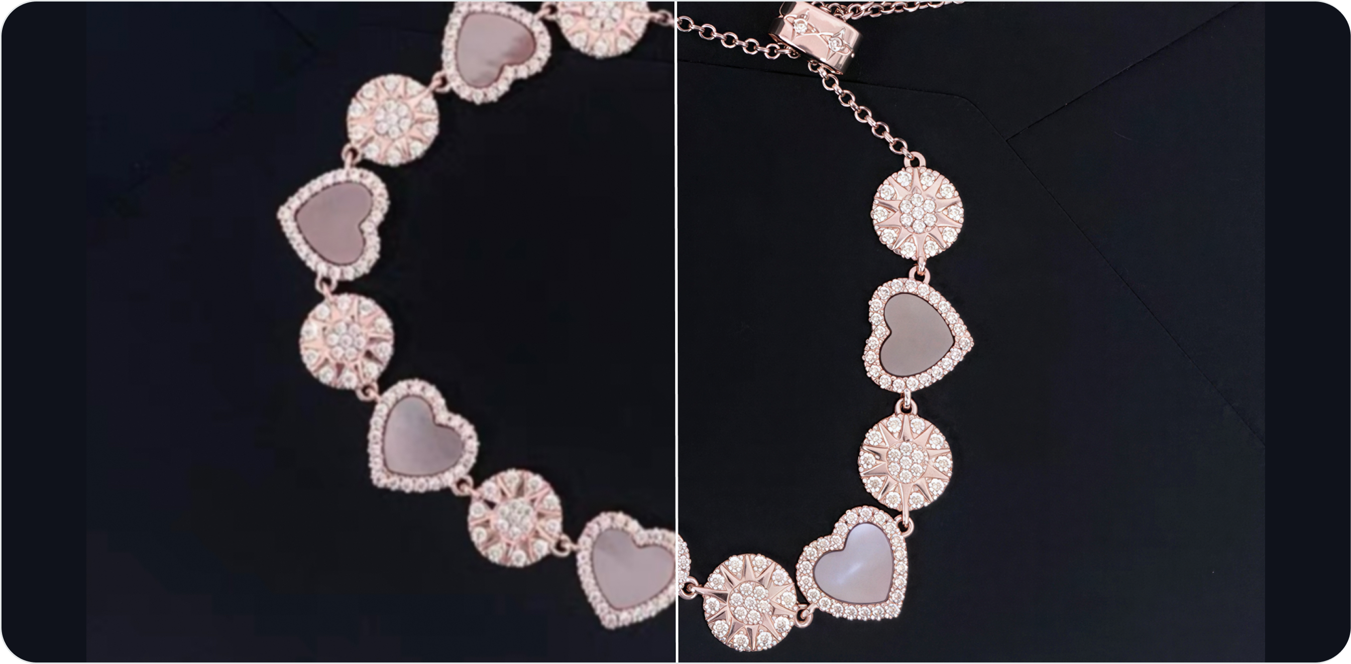A soft, low-resolution ring photo shown before and after enhancement — facets and metal edges sharpened