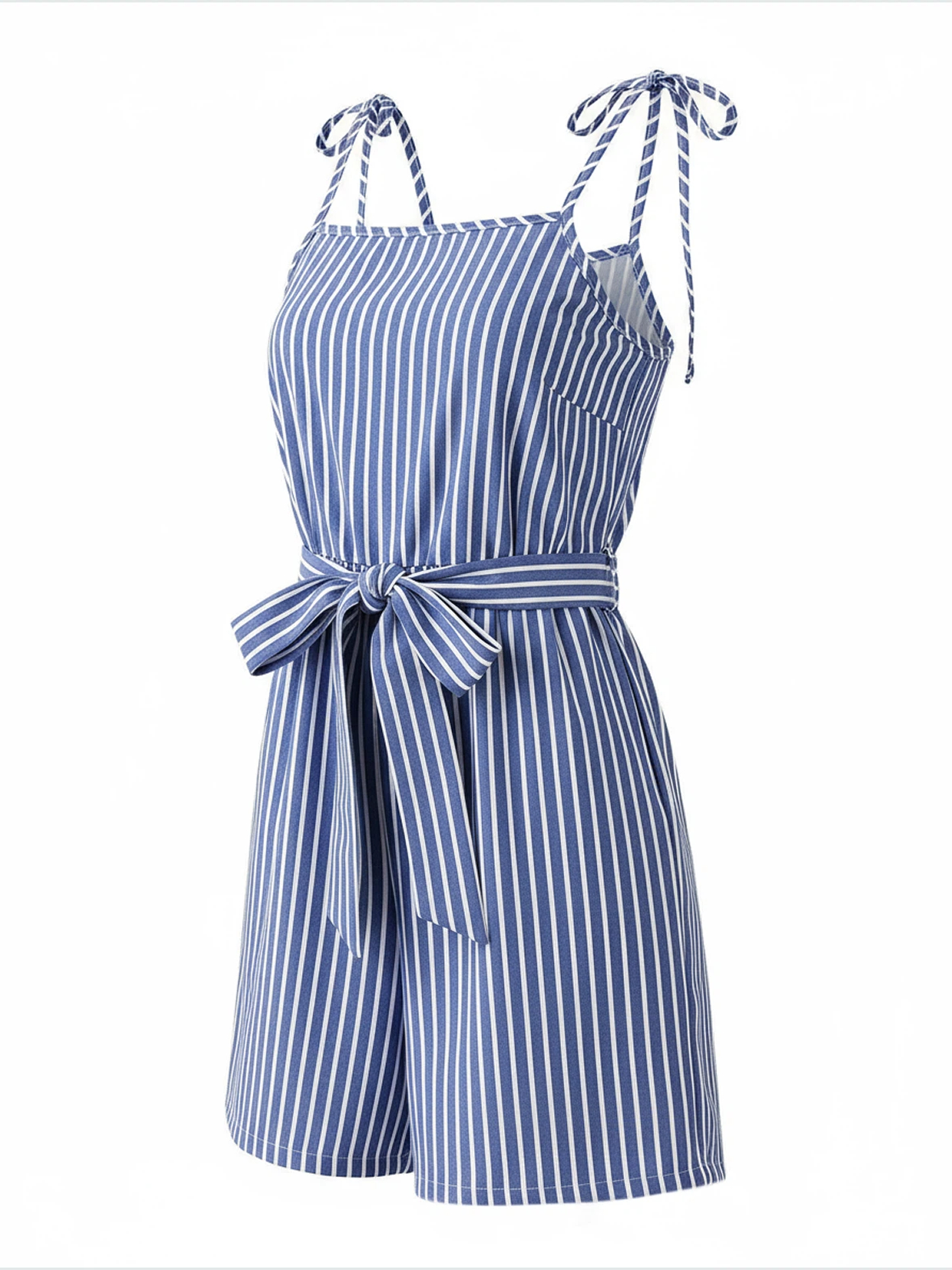 Striped romper ghost mannequin-style result