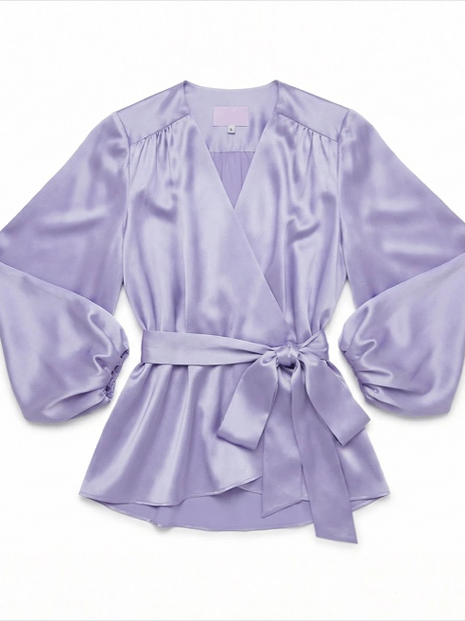 Purple satin blouse flat lay source photo