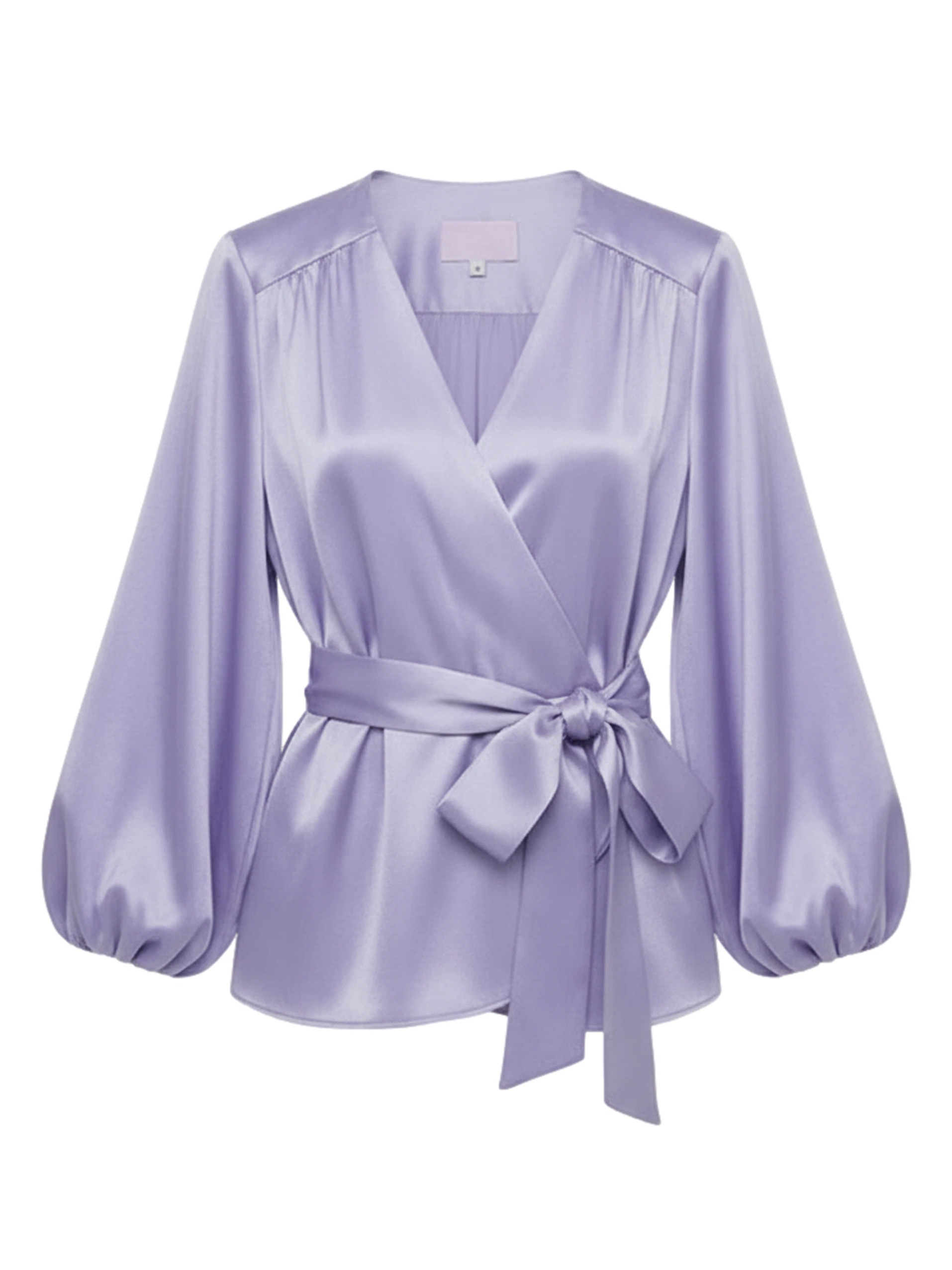 Purple satin blouse ghost mannequin-style result