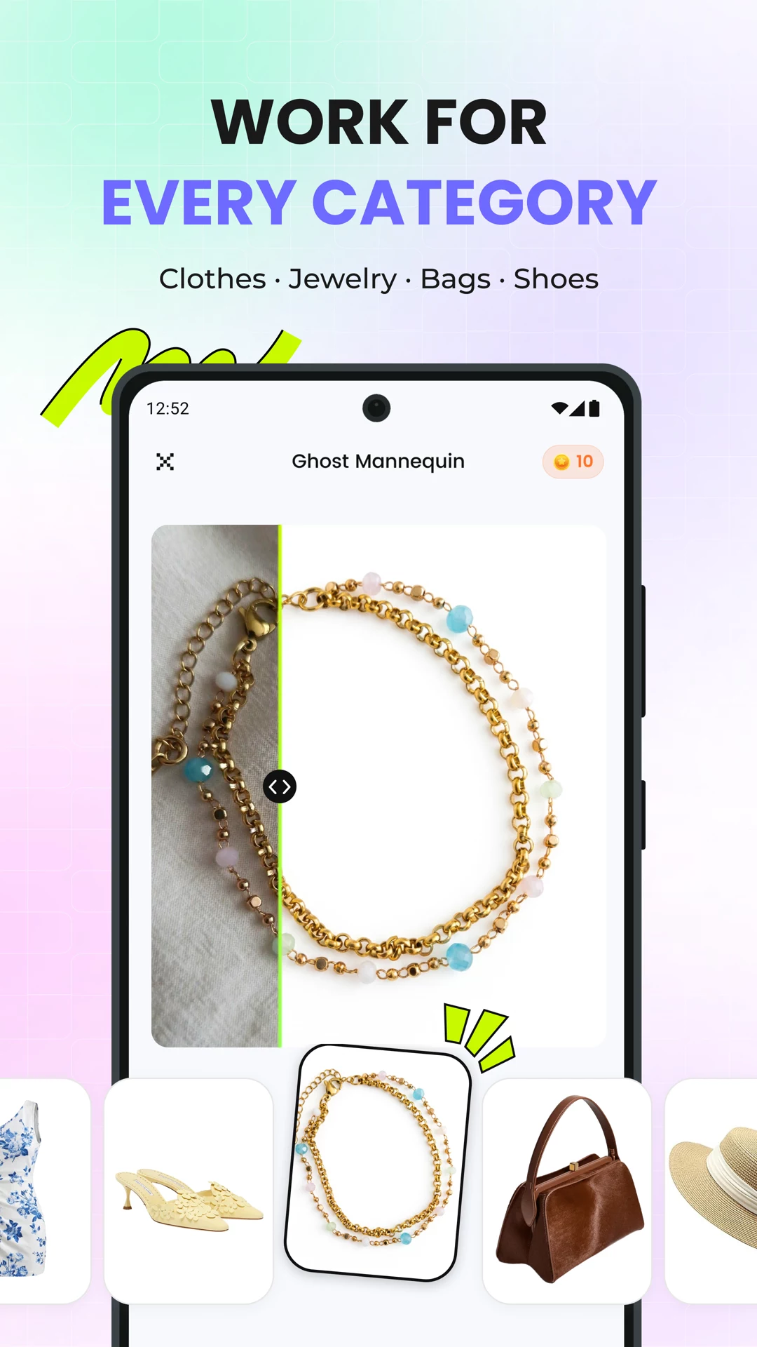 Snappyit mobile product photography workflow for clothes, jewelry, bags and shoes