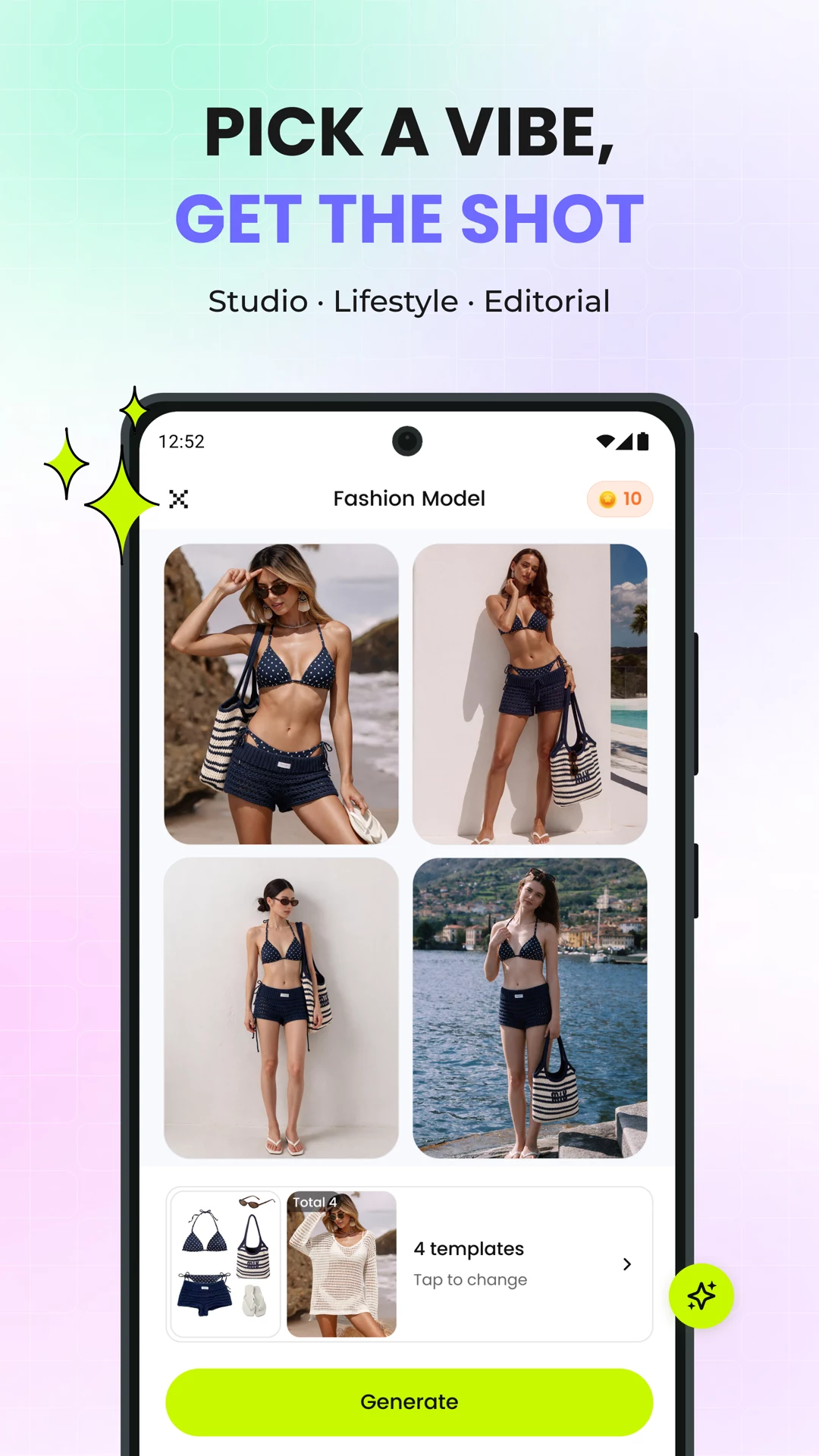 Snappyit mobile workflow for choosing studio, lifestyle and editorial image styles